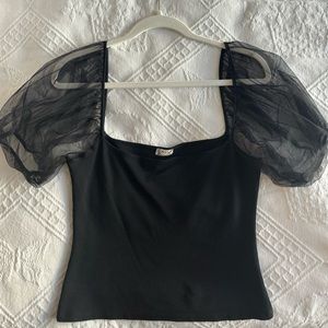 Free People Sheer Puff Sleeve Top